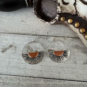 Silver and Copper Sunburst Earrings